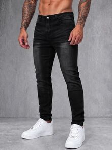 EGENSIO Men's Pocket Skinny Casual Versatile Jeans - Black - View 1