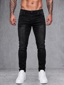 EGENSIO Men's Pocket Skinny Casual Versatile Jeans - Black - View 2