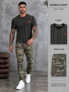 Manfinity Roghcode Quần Jeans Rằn Ri Nam - Nhiều màu - Xem 2
