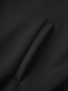 Aesthetic Post Jaket Pria Lengan Panjang Kasual Kancing Depan dengan Cetakan Huruf, Lapisan Termal, Gaya Grunge, Musim Gugur/Dingin - Hitam - View 3