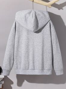 SHEIN Teen Boy Solid Color Zipper Casual Daily Long Sleeve Autumn Sweatshirt Pcs - Multicolor - View 4