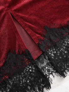 SHEIN LUNE ملابس الخريف للنساء فساتين ميدي للنساء - عنابي اللون - مشاهدة 4