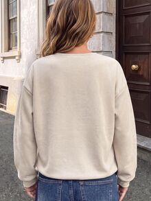 SHEIN Fashionable Casual Versatile Long Sleeve Zip-Up Jacket - Apricot - View 2