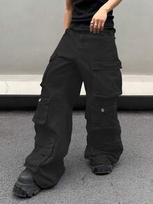 Manfinity EMRG Men's Fashionable Casual Workwear Denim Jeans With Multiple Pockets - Black - View 5