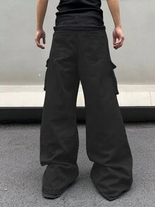 Manfinity EMRG Men's Fashionable Casual Workwear Denim Jeans With Multiple Pockets - Black - View 2