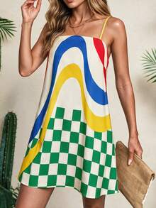 RIVANDRE Women's Summer Vacation Casual Printed Short Cami Dress - Multicolor - View 2