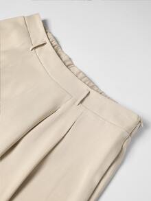 Easura Plus Size Women's New Elegant Commute Minimalist Casual Sleeveless Top And Straight Leg Pants 2 Pieces Set, Apricot Long Pants, Fashionable Versatile Commute Pants Set, Autumn/Winter Innerwear Set, Summer Commute Set - Khaki - View 7