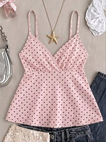 SHEIN Teen Girl Polka Dot Casual Versatile Daily Wear Camisole Top - Multicolor - View 3