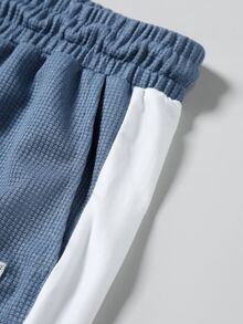 Manfinity Homme 2pcs Men's Plus Size Casual Simple Set,Crew Neck Contrast Color Long Sleeve Top&Loose Comfortable Pants,Blue And White Stripe,Autumn,Casual,Hiking - Blue - View 10
