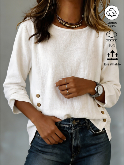 Omancia Women's New Casual Blouse, Basic Winter Shirt, Pullover Long Sleeve Top, Round Neck Top, Apricot Color, Autumn Clothing, Commuter Top, Vacation Wear, Home Shirt