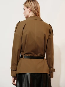 Aveloria Modichic Women's Loose Waist Belt Shades Of Brown Draped Drop Shoulder Double-Breasted Blazer Office Business Summer Casual - Coffee Brown - View 2