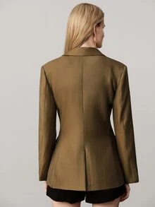 Aveloria Modichic A High-End, Minimalist, And Elegant "Old Money" Style Work Blazer For Early Autumn, Featuring A Lapel Design And A Fabric With A Premium Golden Sheen. - Brown - View 2