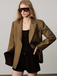 Aveloria Modichic A High-End, Minimalist, And Elegant "Old Money" Style Work Blazer For Early Autumn, Featuring A Lapel Design And A Fabric With A Premium Golden Sheen. - Brown - View 7