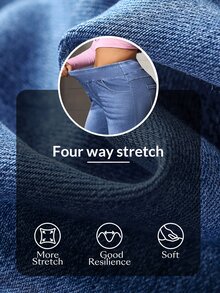Flexra Fall Business Straight Leg Stretchy Denim Going Out Washed Comfortable Plus Size Jeans For Women - Blue - View 8