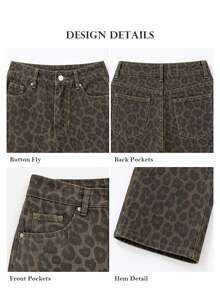 ELLERISSA Multicolor Leopard Print High Waist Straight Leg Jeans - Multicolor - View 7