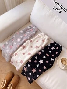 SHEIN 女童星星印花法蘭絨冬季長褲 - 灰色 - 查看 6