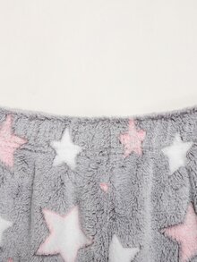 SHEIN 女童星星印花法蘭絨冬季長褲 - 灰色 - 查看 12