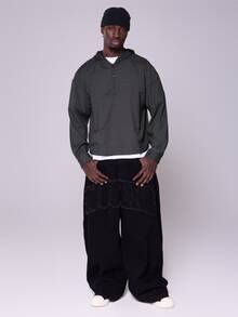 Musero Hooded Check Shirt Placket Detail Cuffed Sleeve Autum Winter Essentials - Grey - View 2