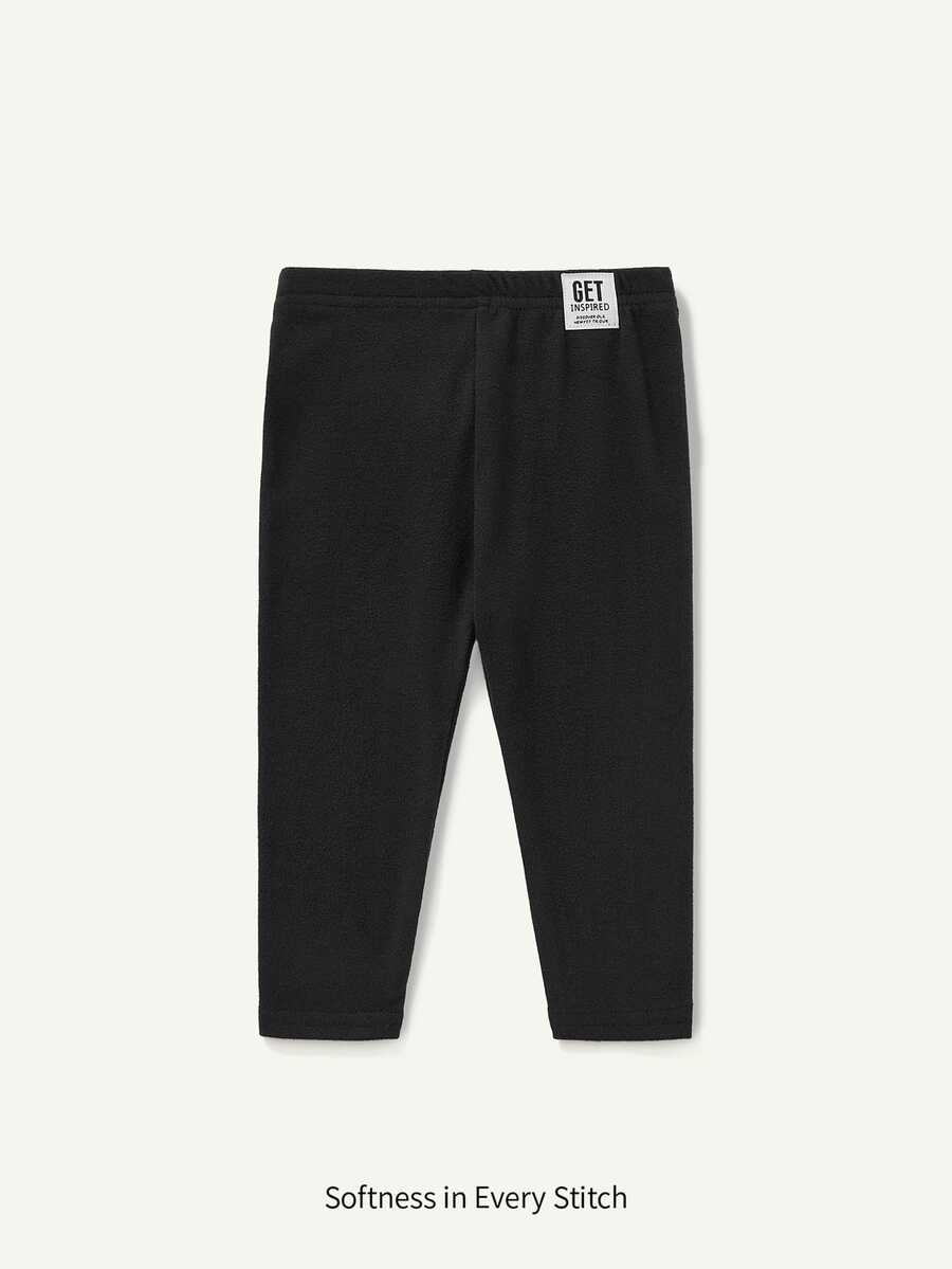 SHEIN Baby Girl Knit Solid Color Casual Cute Bottoms Birthday Graduation White Autumn,1 Random Piece - Black - View 1