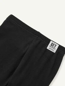 SHEIN Baby Girl Knit Solid Color Casual Cute Bottoms Birthday Graduation White Autumn,1 Random Piece - Black - View 3