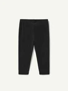 SHEIN Baby Girl Knit Solid Color Casual Cute Bottoms Birthday Graduation White Autumn,1 Random Piece - Black - View 2