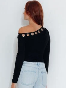 Pimkie Edition Women's Sexy One-Shoulder Cutout Fashion Top - Black - View 2