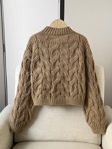 SHEIN Hoodie Pullover Leher Bulat Berlubang Sederhana Warna Polos untuk Anak Perempuan Remaja - Unta - View 8
