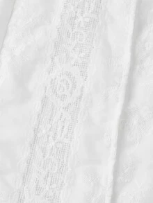 Skyraze White Flower Summer Euro Party Holiday White Lace Wide-Leg Pants,High Waist Drawstring Floral Embroidery Semi-Sheer Blend Relaxed Fit Trousers - White - View 3