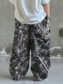 SHEIN 兒童小男孩休閒日常舒適印花直筒寬鬆梭織長褲，秋冬款，開學首日、兒童婚禮賓客穿搭 - 彩色 - 查看 2