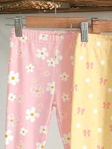 SHEIN [4 pcs acak, kirim 3 pcs] Legging Musim Dingin Motif Bunga untuk Bayi Perempuan, Cocok untuk Musim Panas, Kembali ke Sekolah, Wisuda, Kasual - MultiWarna - View 4