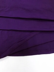 Allurite Plus Size Women Elegant Pearl Decor Mesh Long Sleeve Dress, High-End For Banquet Dinner Formal Dinner, Autumn/Winter Fall Dark Purple Wedding - Purple - View 4