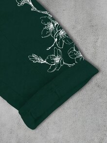 Manfinity EMRG Men's Drawstring Waist Floral Print Casual Daily Sweatpants - Dark Green - View 7