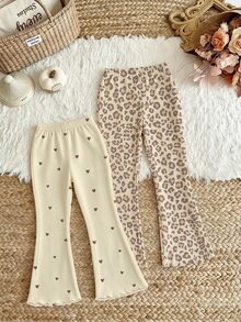 Young Girl Young Girl 2PCS Young Young Girl Girls Flare Leg Pants - Multicolor - View 2
