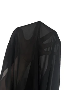 Femmeverse Plus Size Women's Fashion Solid Color Asymmetric Shoulder Blouse - Black - View 7