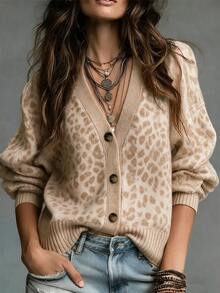 SHEIN Autumn Outfit For Women-Casual Blouses For Women -Leopard Print -Going Out Tops For Women - Multicolor - View 1