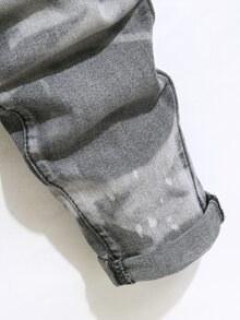 Manfinity Roughcore Men's Casual Washed Distressed Slim Fit Jeans - Grey - View 5