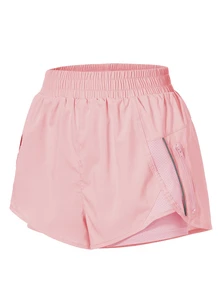 SHEIN Sovereign Charm Solid Color Elastic Waist Zipper Pocket Sports Shorts Comfy ShortsWomen Sweat Short, Gym Short, Biker Short Comfy Short - Pink - View 3