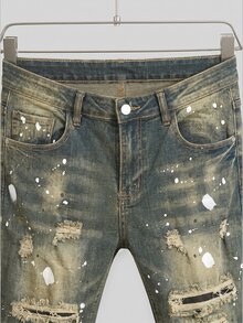 Manfinity EMRG Men's Casual Versatile Distressed Denim Shorts With Pockets - Light Wash - View 3