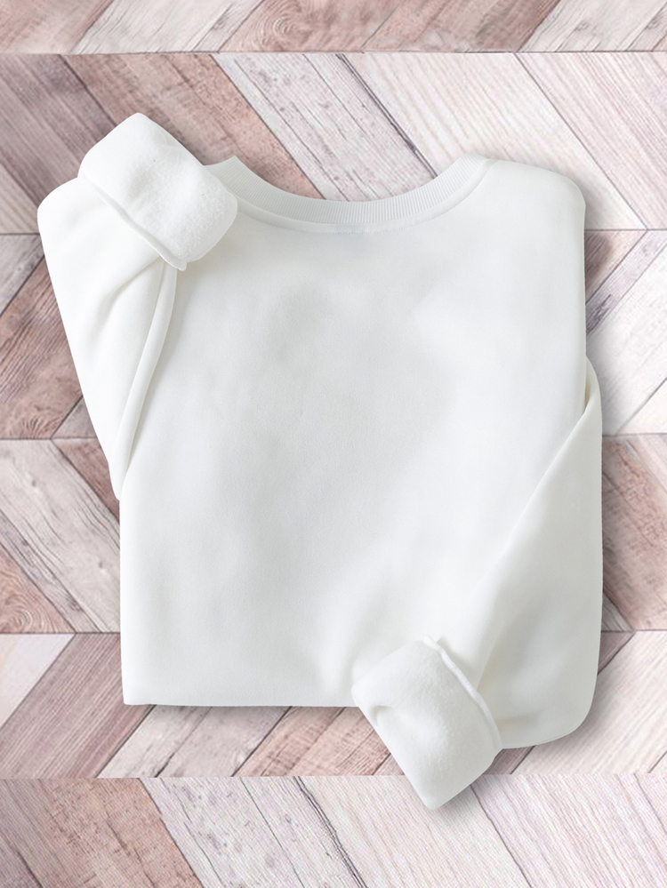 SHEIN LUNE Foam Printed Crew Neck Long Sleeve Thick Loose Women's T-Shirt Solid Color Dating School Everyday Sports Streetwear Graphic White Autumn - White - View 6