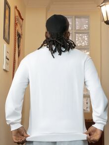 Patrick Jhonnes Patrick Jhonnes 男士纯色落肩卫衣，适合秋季穿着，长袖上衣 - 白色 - 查看 2