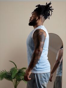 Patrick Jhonnes Patrick Jhonnes Men Casual Cable Knit Cricket Sweater Vest , Fall/Winter, Holiday - Baby Blue - View 3