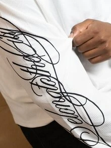 Patrick Jhonnes Patrick Jhonnes Men's Casual Vintage Font Print Long Sleeve T-Shirt - White - View 5
