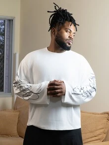 Patrick Jhonnes Patrick Jhonnes Men's Casual Vintage Font Print Long Sleeve T-Shirt - White - View 1