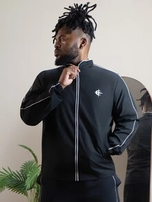 Patrick Jhonnes Patrick Jhonnes 男士對比色條紋長袖休閒夾克 - 黑色 - 查看 3