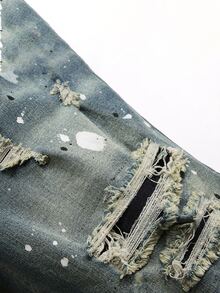 Manfinity EMRG Men's Casual Distressed Denim Shorts With Pockets - Light Wash - View 5