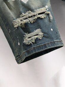 Manfinity EMRG Men's Casual Distressed Denim Shorts With Pockets - Light Wash - View 6