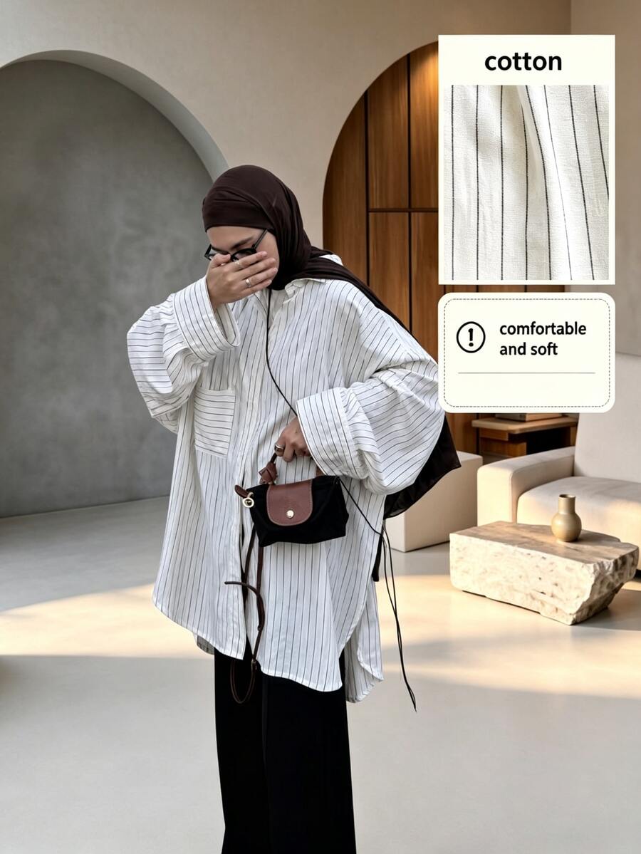 Graceveil Women's Loose Casual Comfortable Everyday Shirt Cover-Up - White - View 1