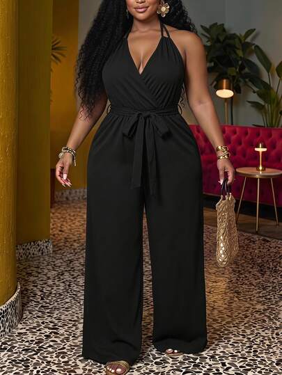 Veslaya Mono de tirantes finos y pierna ancha para mujer talla grande, primavera/verano 2026, elegante para ir a trabajar y uso casual, fiesta de cumpleaños, temporada de graduación, atuendo de estudiante, ropa de calle diaria, versátil y combinable
