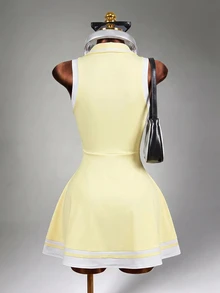 Mistrie Women's White And Yellow Golf Athletic Dress,Slim Fit Yoga Workout Running Summer Casual Dress Sports - Yellow - View 2