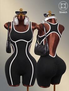 Mistrie Women's Backless Romper For Daily Fitness & Sports - Black - View 1